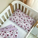 Set lenjerie de schimb pentru patut bebe 3 piese Mix flori mov (4)